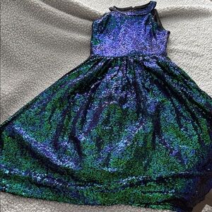 Grace Karin Kids Formal Dress - Blue and Green Sequins